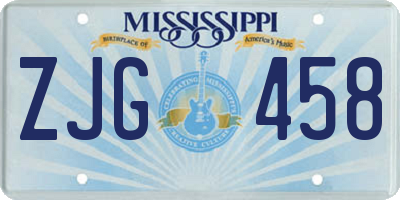 MS license plate ZJG458