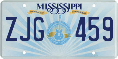 MS license plate ZJG459