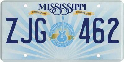 MS license plate ZJG462