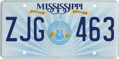 MS license plate ZJG463