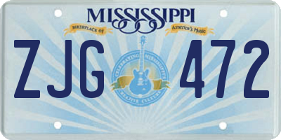 MS license plate ZJG472