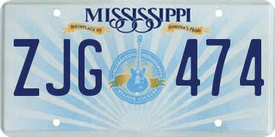 MS license plate ZJG474