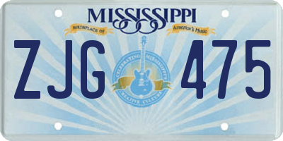 MS license plate ZJG475