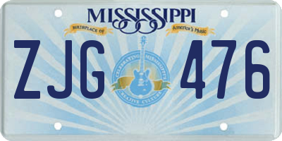 MS license plate ZJG476