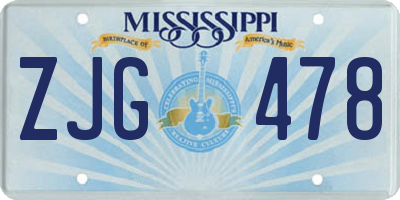 MS license plate ZJG478