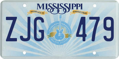 MS license plate ZJG479