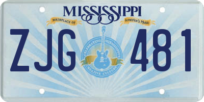MS license plate ZJG481