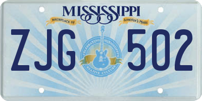 MS license plate ZJG502