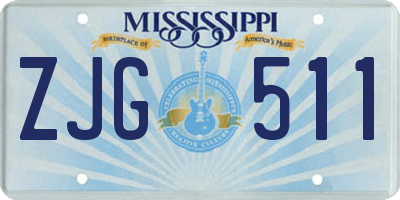 MS license plate ZJG511