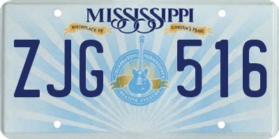 MS license plate ZJG516