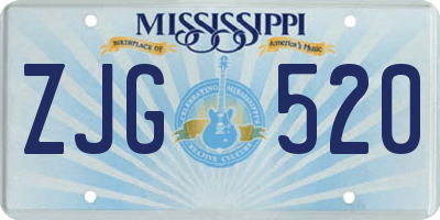 MS license plate ZJG520