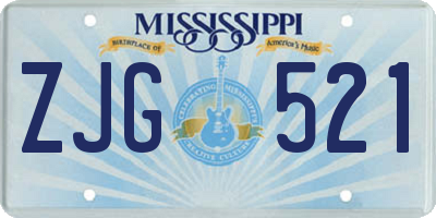 MS license plate ZJG521