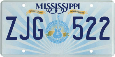 MS license plate ZJG522