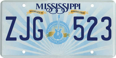 MS license plate ZJG523