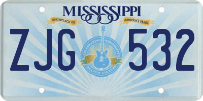 MS license plate ZJG532