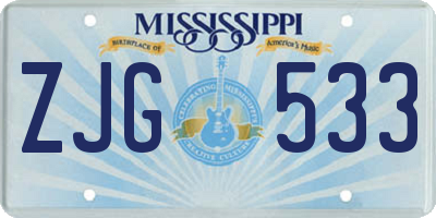 MS license plate ZJG533