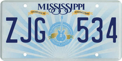 MS license plate ZJG534