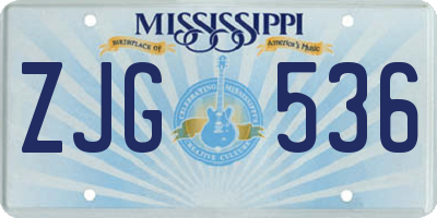 MS license plate ZJG536