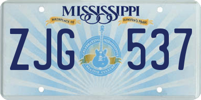 MS license plate ZJG537