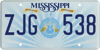 MS license plate ZJG538