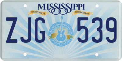MS license plate ZJG539