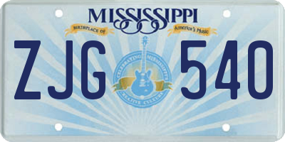 MS license plate ZJG540