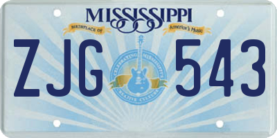 MS license plate ZJG543