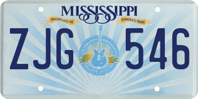 MS license plate ZJG546