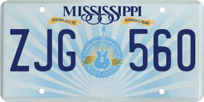 MS license plate ZJG560