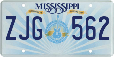 MS license plate ZJG562