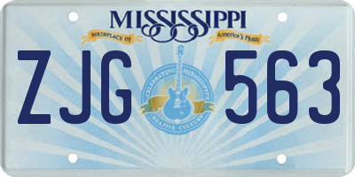 MS license plate ZJG563