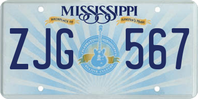 MS license plate ZJG567
