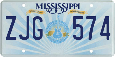 MS license plate ZJG574