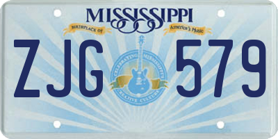 MS license plate ZJG579
