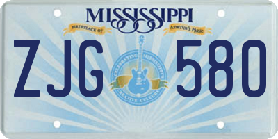 MS license plate ZJG580