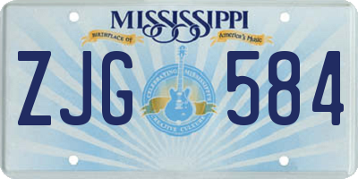 MS license plate ZJG584