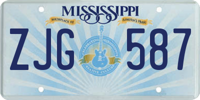 MS license plate ZJG587