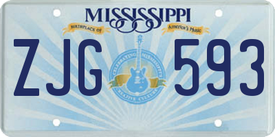 MS license plate ZJG593