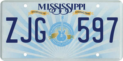 MS license plate ZJG597