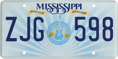 MS license plate ZJG598