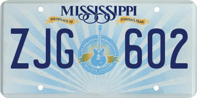 MS license plate ZJG602