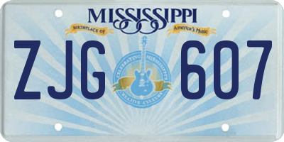 MS license plate ZJG607