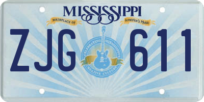 MS license plate ZJG611