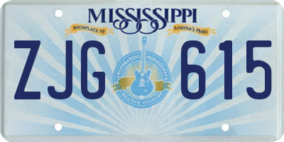 MS license plate ZJG615