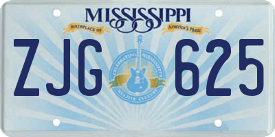 MS license plate ZJG625
