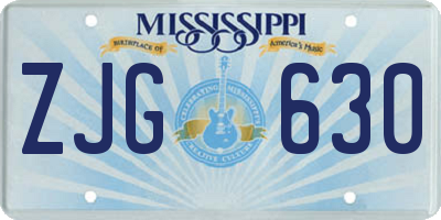 MS license plate ZJG630