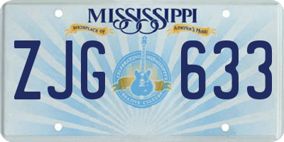 MS license plate ZJG633