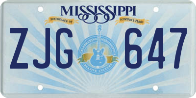 MS license plate ZJG647