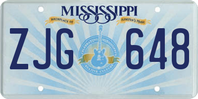 MS license plate ZJG648