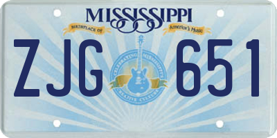 MS license plate ZJG651